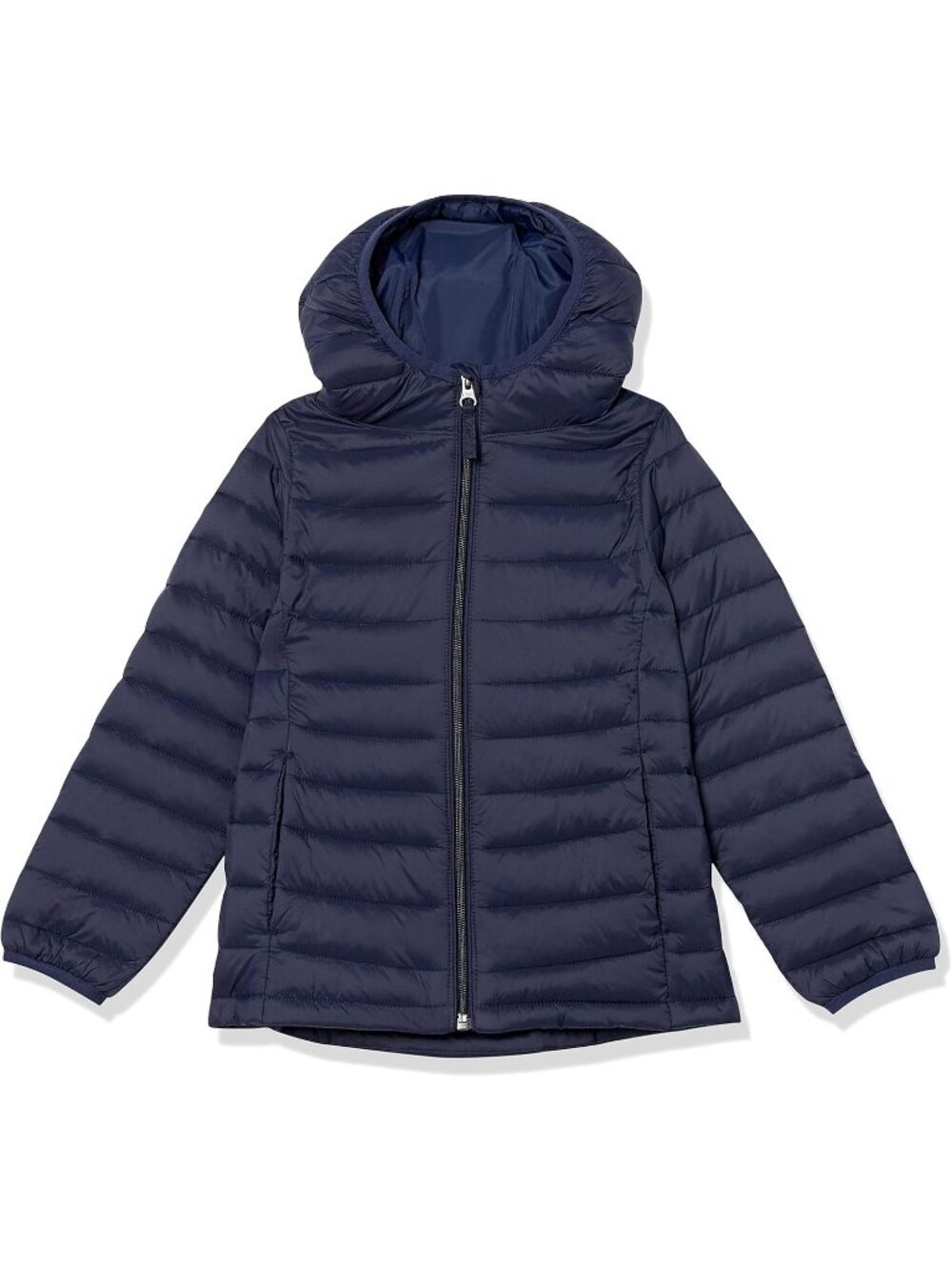 Kids Girls Navy Nylon Lightweight Packable Hooded Stylish Puffer Jacket
